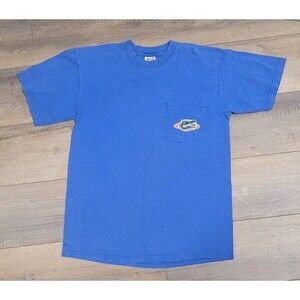 Vtg Florida Gators UF Anvil Blue T Shirt Size Medium Front Pocket Back Logo